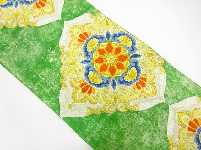 JAPANESE KIMONO / ANTIQUE FUKURO OBI / SILK / WOVEN FLORAL SARASA